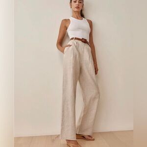 Reformation Cream Wide-Leg Trousers